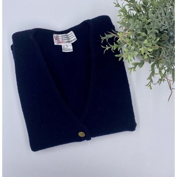 Milano Design Groups Vintage Navy 100% Wool Vest 4 Gold Buttons Classic Sz Med - Picture 2 of 10